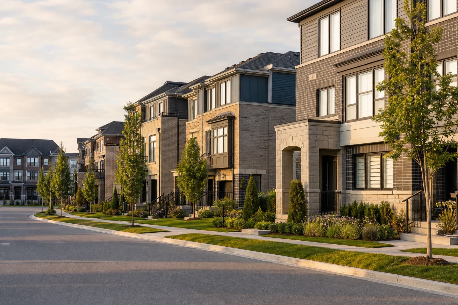 The Enclave Milton freehold townhome community streetscape
